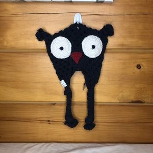 Navy cotton krochet kids owl hat